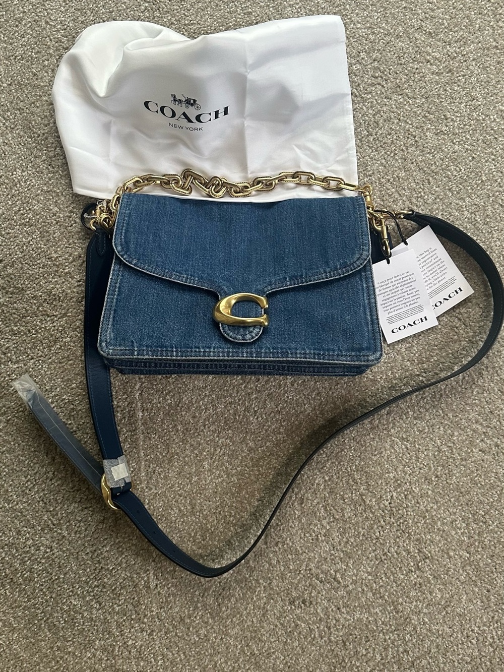 Coach Denim Chain Tabby 30 Shoulder Bag with Gold Hardw - Picture 7 of 7